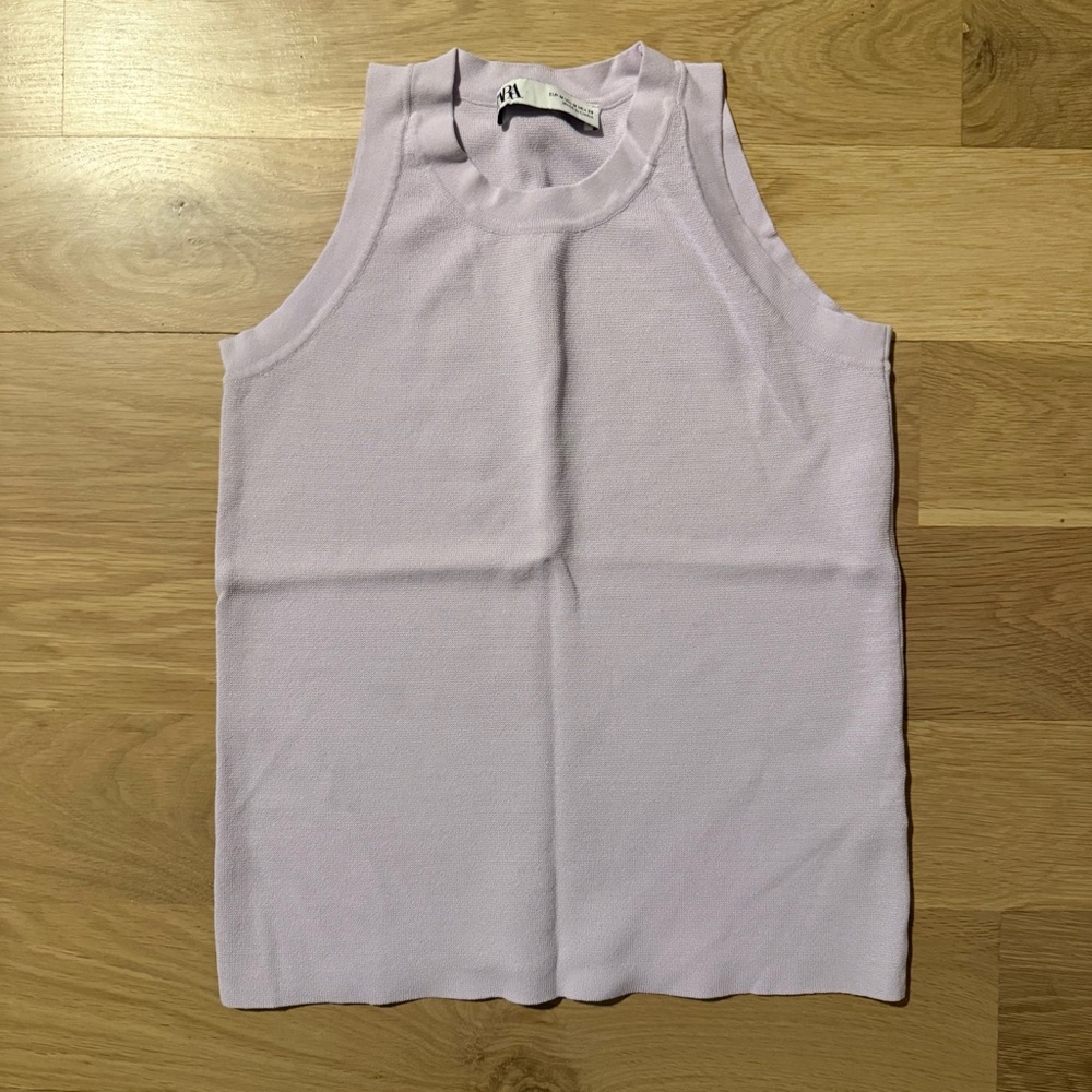 Zara Sleeveless Knit Tank Top in Light Lavender